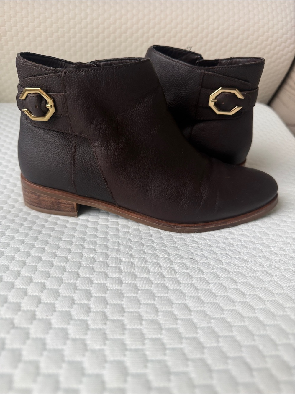 Cole Haan Lilah Buckle Ankle Brown Leather Booties, Size 8.5 | Color: Brown |